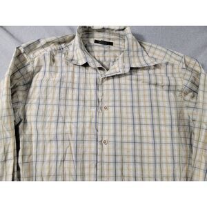 Ermenegildo‎ Zegna Men's Small Check Long Sleeve Made in Italy Button Up Shirt